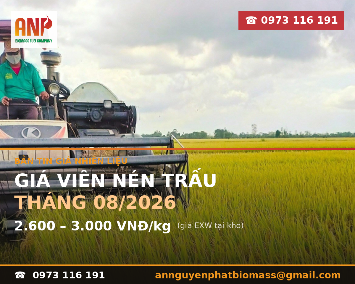 Giá viên nén trấu tháng 08/2026